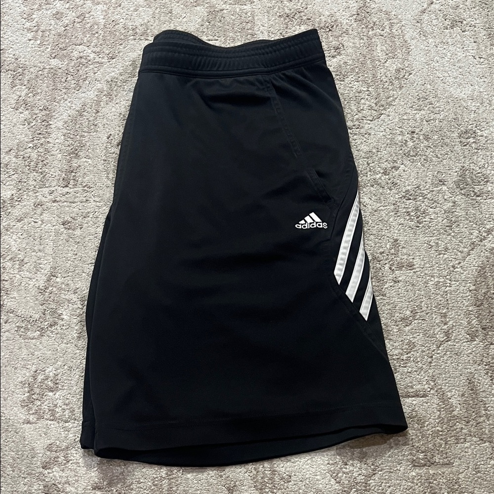 adidas Black Men’s Shorts with White Three-Stripes